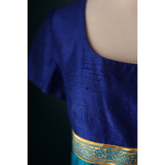 Vintage Spencer Jeremy Dress Silk Royal Blue Short Sheath Retro Empire Waist 6 - Picture 7 of 12